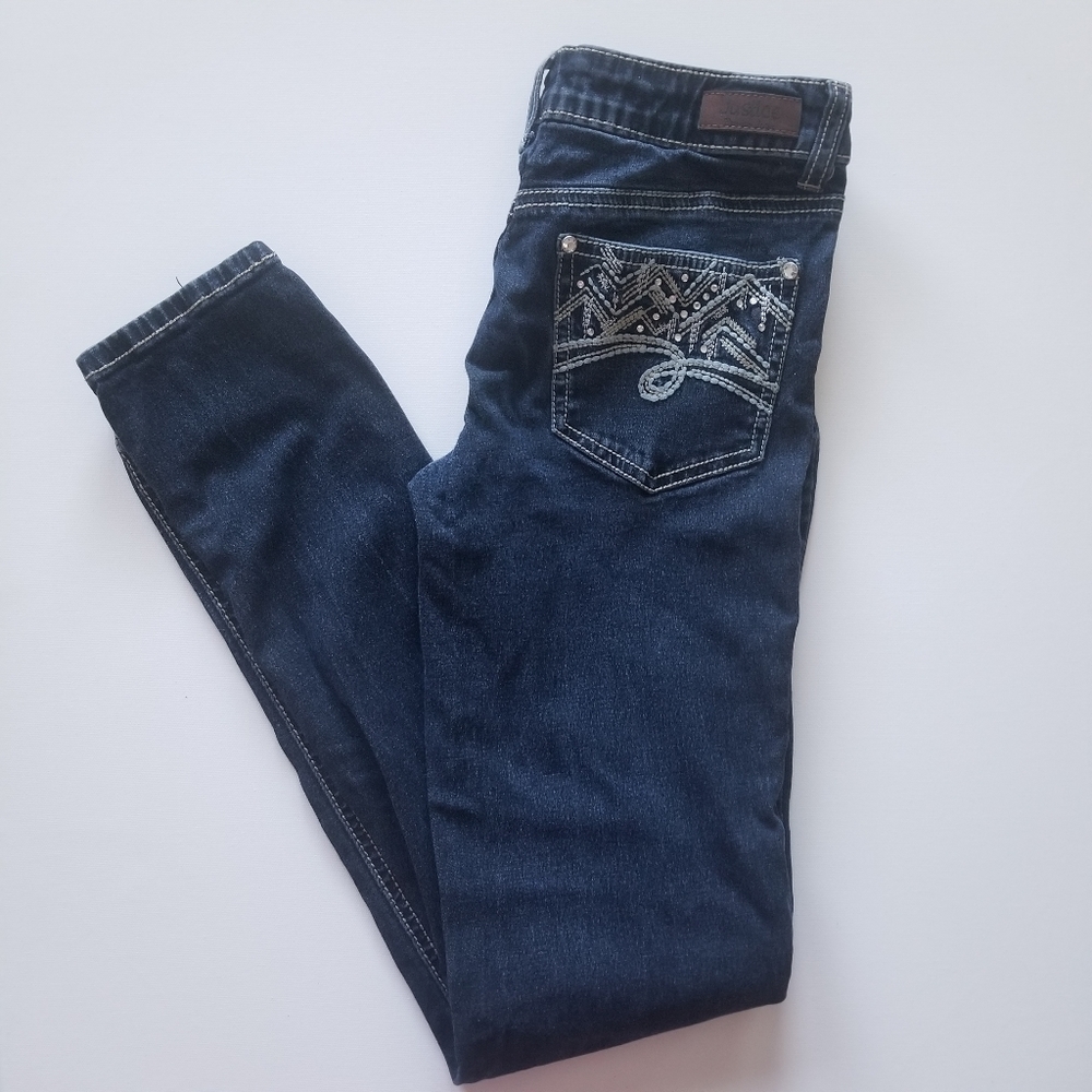 Girls JUSTICE Simply Low Super Skinny Bling Jeans